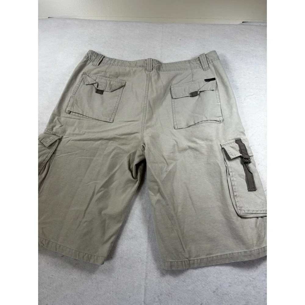 Military Denim Shorts Mens 35x12‎ Khaki Cargo Y2K Pockets